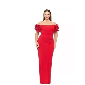 XSCAPE Red Off The Shoulder Gown Ladies Plus Size 20W Stunning Hour Glass Shape